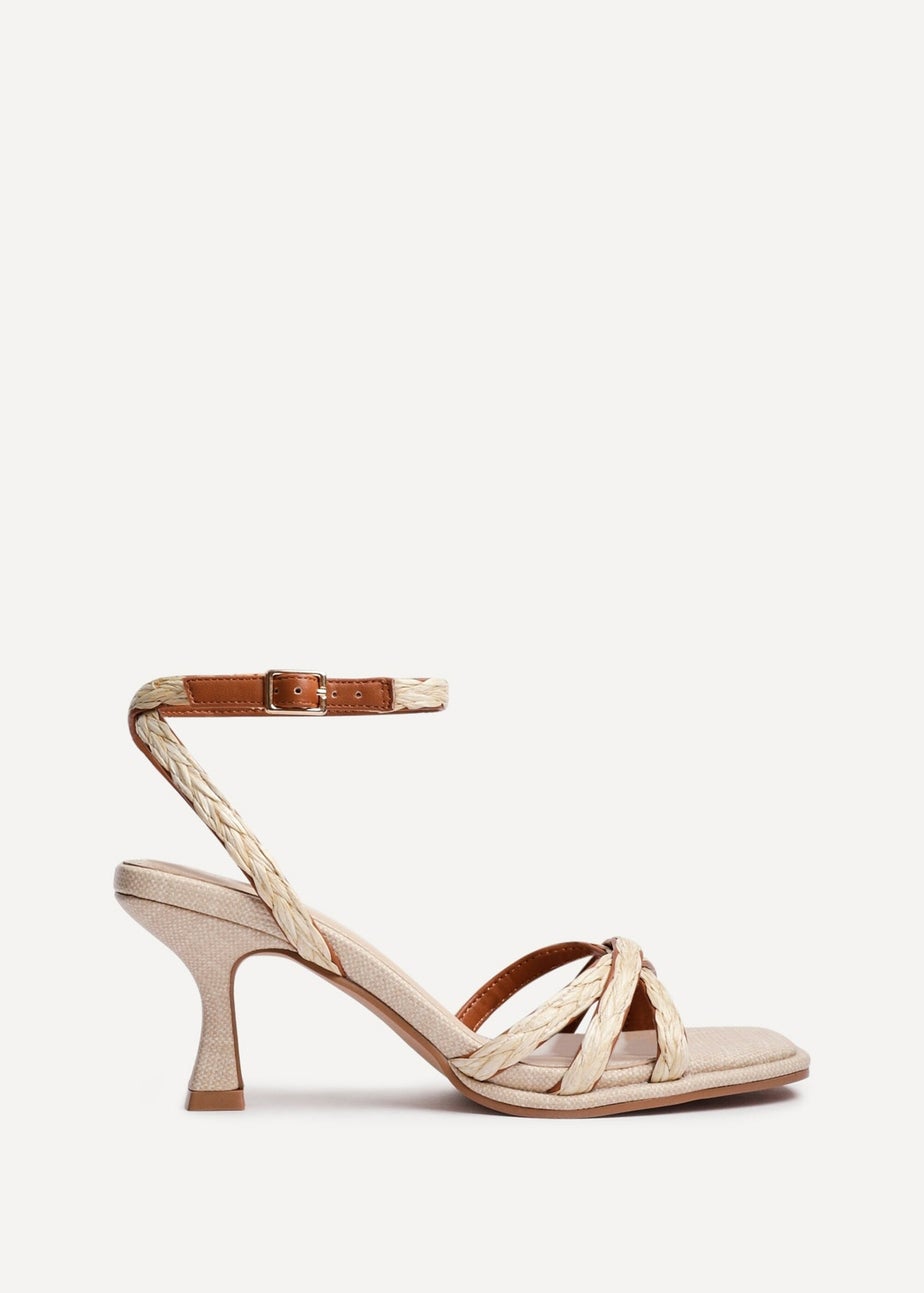 Linzi Faro Natural Raffia Strappy Heeled Sandals