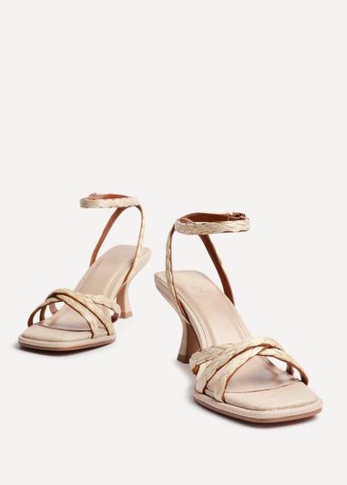 Linzi Faro Natural Raffia Strappy Heeled Sandals