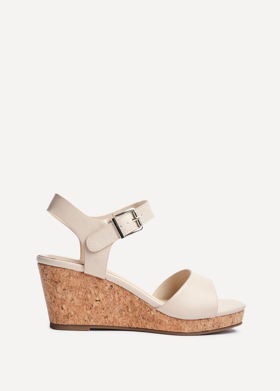Linzi Sierra Sand Faux Leather Cork Platform Wedge
