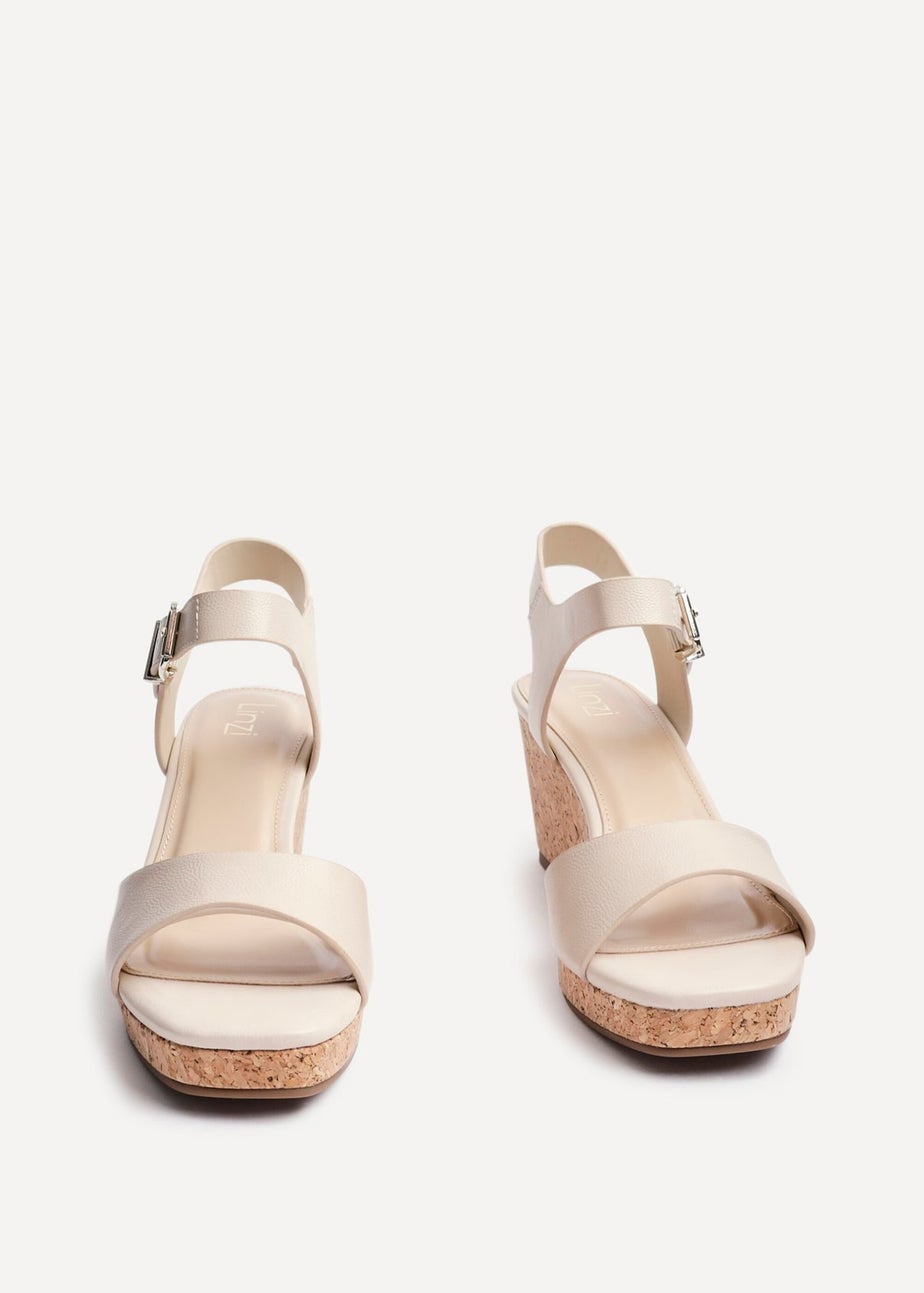Linzi Sierra Sand Faux Leather Cork Platform Wedge