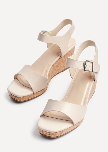 Linzi Sierra Sand Faux Leather Cork Platform Wedge