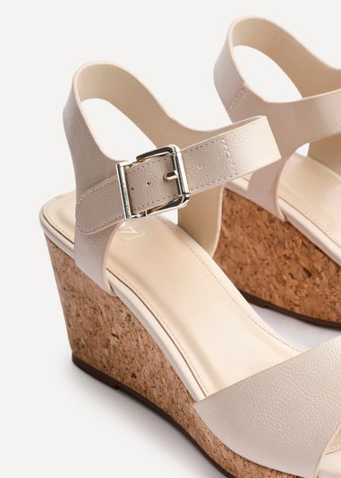 Linzi Sierra Sand Faux Leather Cork Platform Wedge