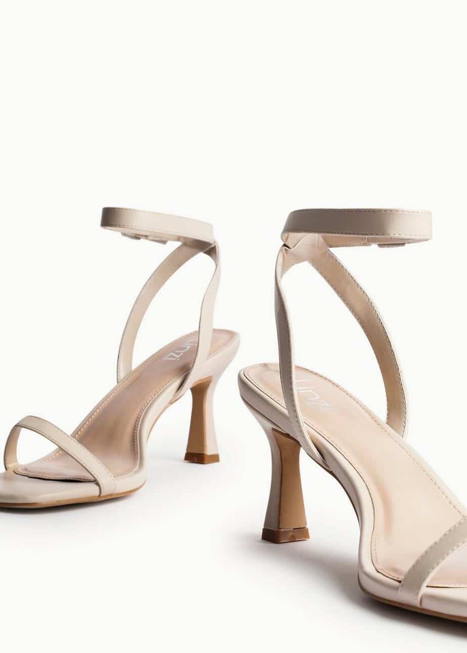 Linzi Elevate Sand Faux Leather Barely There Stiletto Heeled Sandals