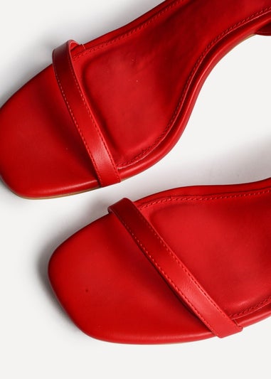 Linzi Elevate Red Faux Leather Barely There Stiletto Heeled Sandals