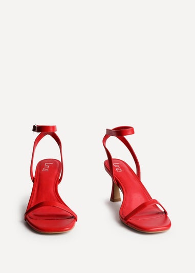 Linzi Elevate Red Faux Leather Barely There Stiletto Heeled Sandals