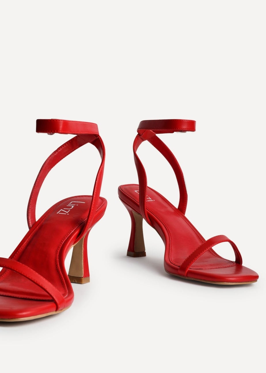 Linzi Elevate Red Faux Leather Barely There Stiletto Heeled Sandals