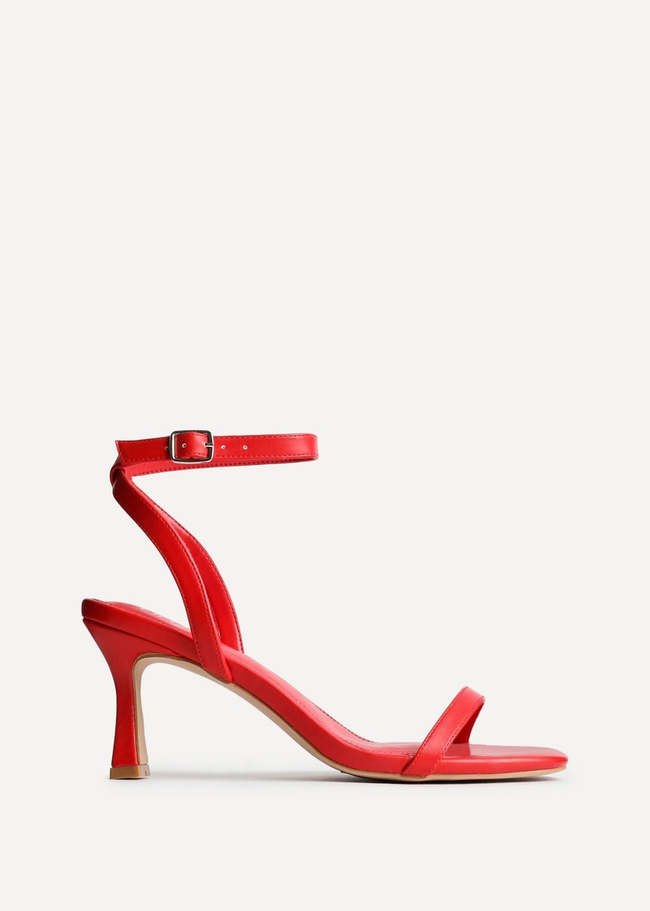 Linzi Elevate Red Faux Leather Barely There Stiletto Heeled Sandals