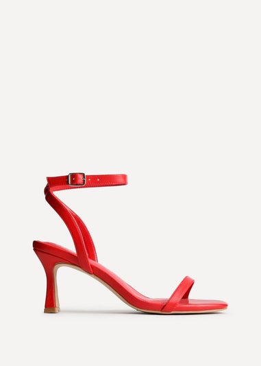Linzi Elevate Red Faux Leather Barely There Stiletto Heeled Sandals