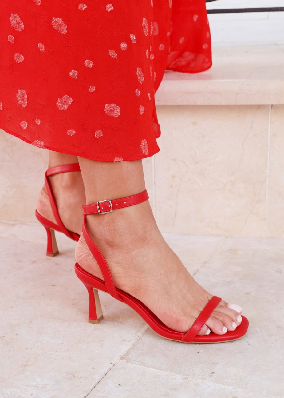 Linzi Elevate Red Faux Leather Barely There Stiletto Heeled Sandals