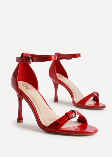 Linzi Prestige Red Faux Leather Stiletto Heeled Sandals