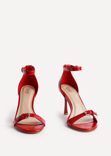 Linzi Prestige Red Faux Leather Stiletto Heeled Sandals