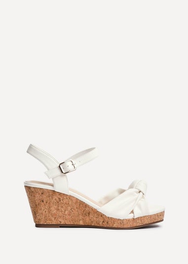 Linzi Elyah White Faux Leather Cork Wedge