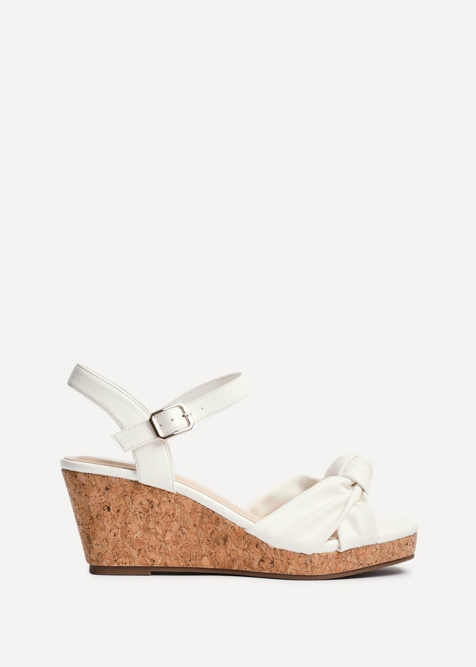 Linzi Elyah White Faux Leather Cork Wedge