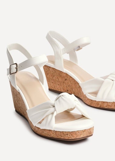 Linzi Elyah White Faux Leather Cork Wedge