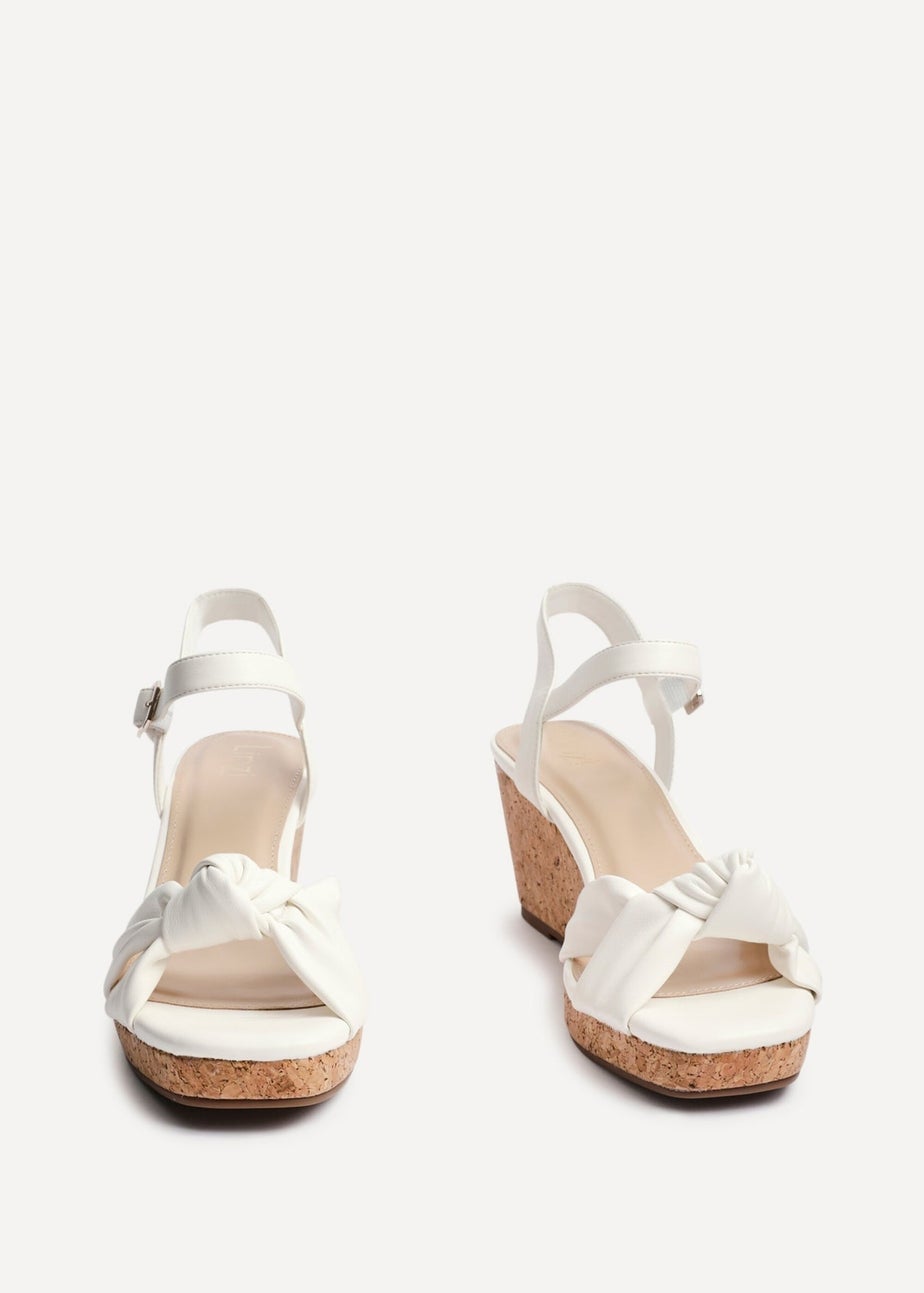 Linzi Elyah White Faux Leather Cork Wedge