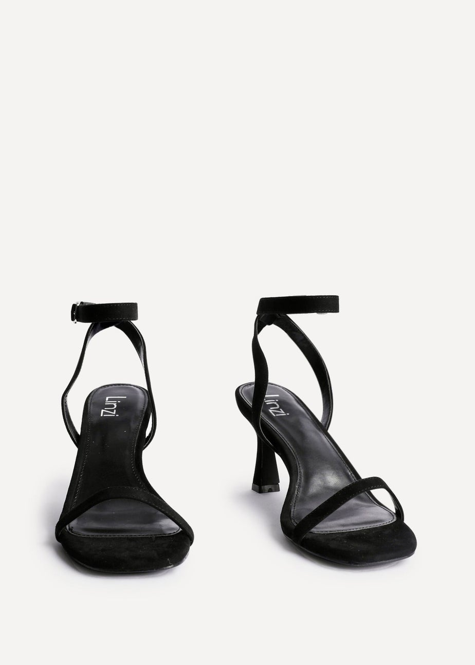 Linzi Elevate Black Faux Suede Barely There Stiletto Heeled Sandals