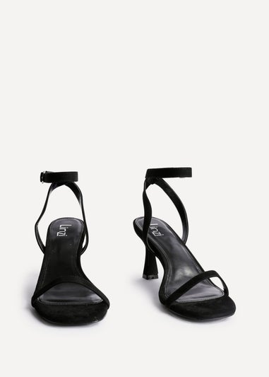 Linzi Elevate Black Faux Suede Barely There Stiletto Heeled Sandals