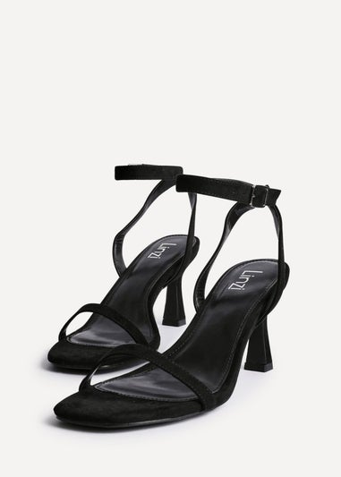 Linzi Elevate Black Faux Suede Barely There Stiletto Heeled Sandals