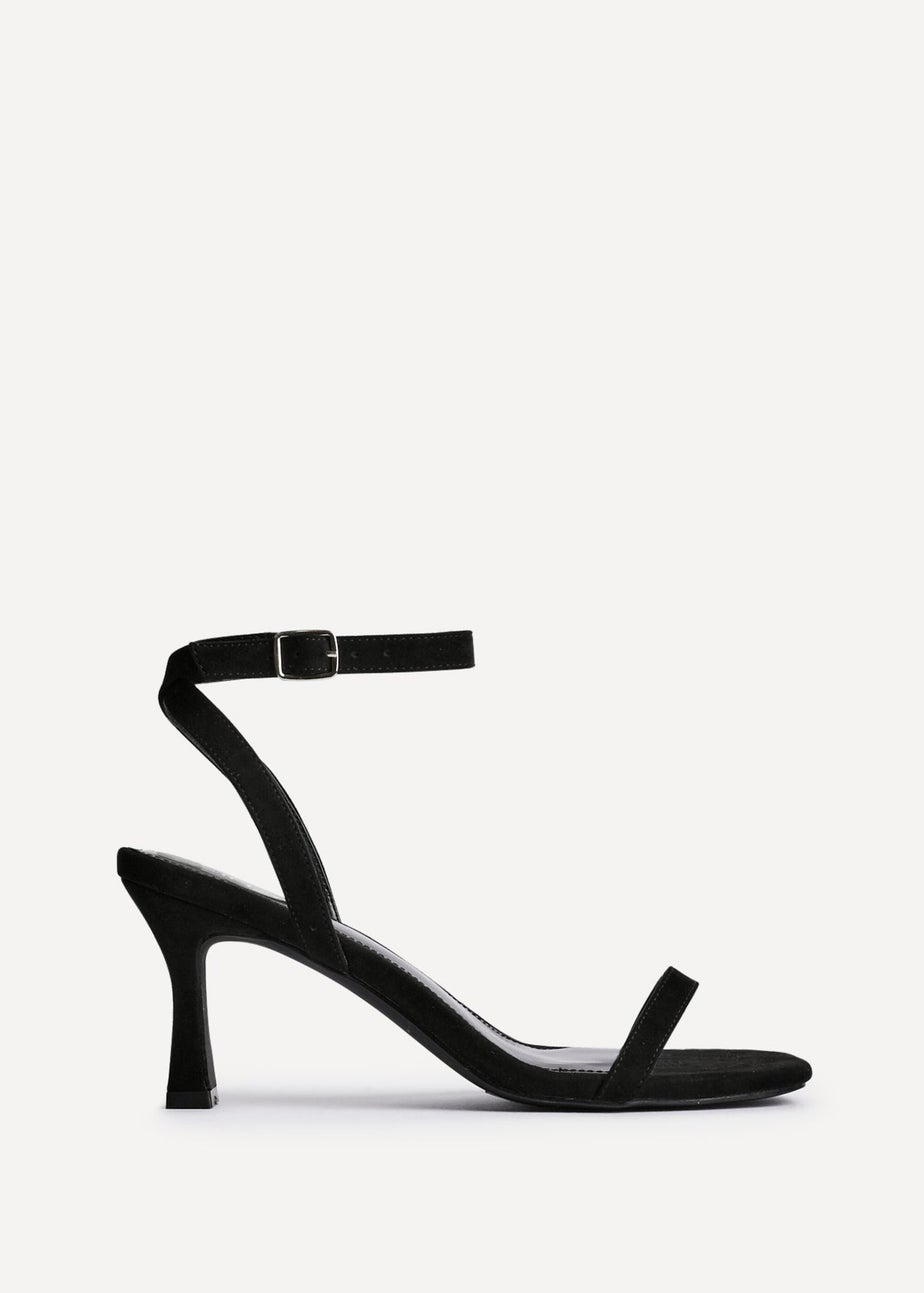 Linzi Elevate Black Faux Suede Barely There Stiletto Heeled Sandals