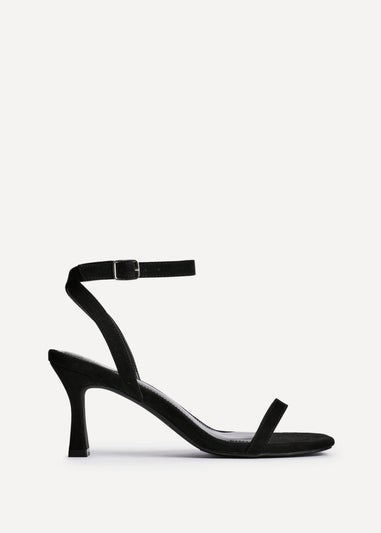 Linzi Elevate Black Faux Suede Barely There Stiletto Heeled Sandals