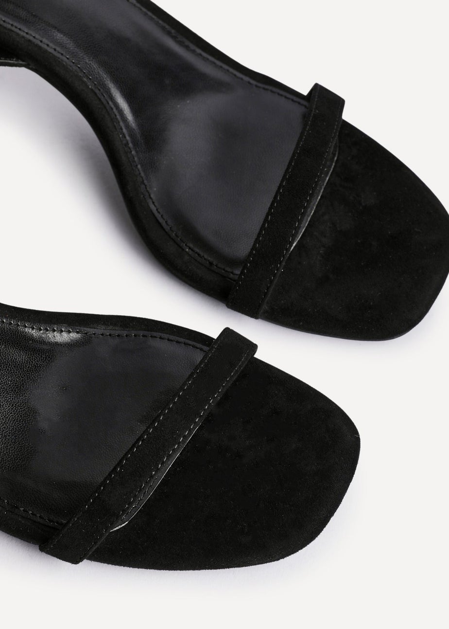 Linzi Elevate Black Faux Suede Barely There Stiletto Heeled Sandals