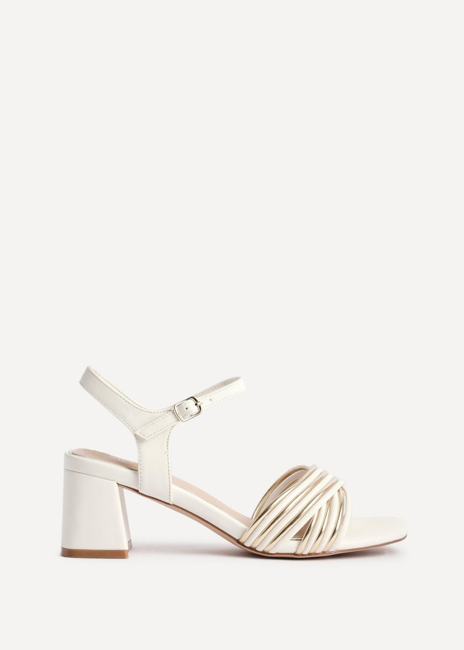 Linzi Genna Ivory Faux Leather Strappy Crossover Heeled Sandal