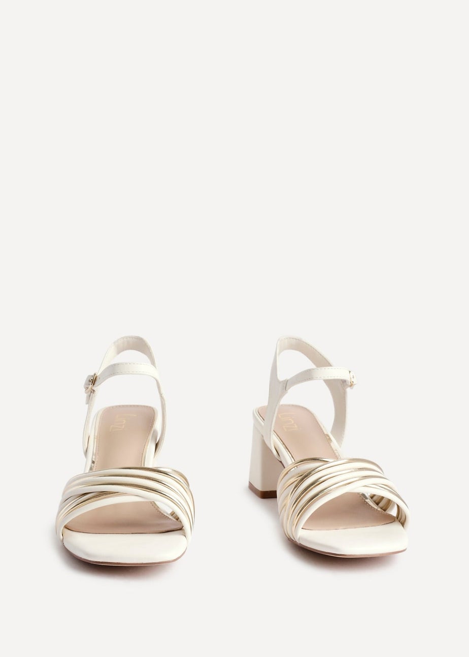 Linzi Genna Ivory Faux Leather Strappy Crossover Heeled Sandal