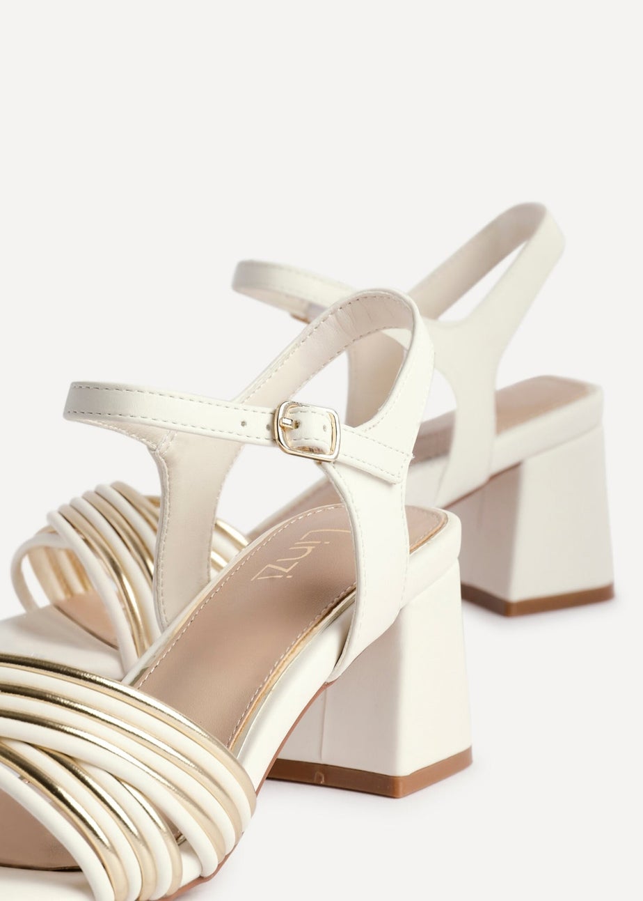 Linzi Genna Ivory Faux Leather Strappy Crossover Heeled Sandal