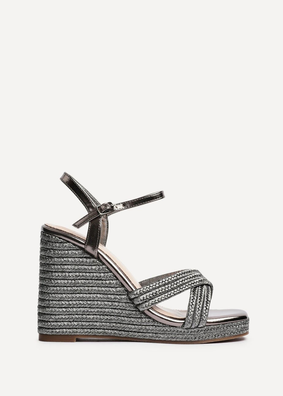 Linzi Nikki Grey Rope Crossover Platform Wedge