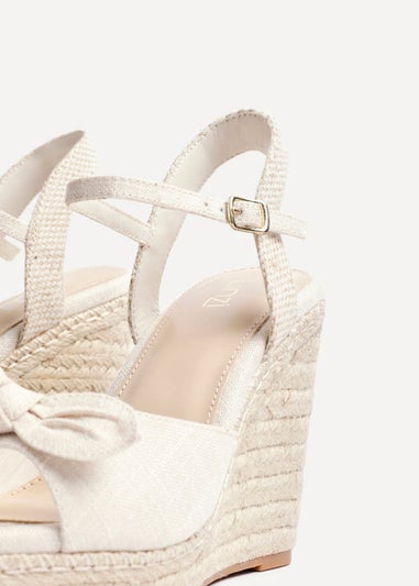 Linzi Portofino Beige Canvas Espadrille Wedge