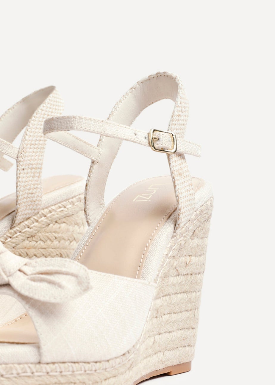 Linzi Portofino Beige Canvas Espadrille Wedge