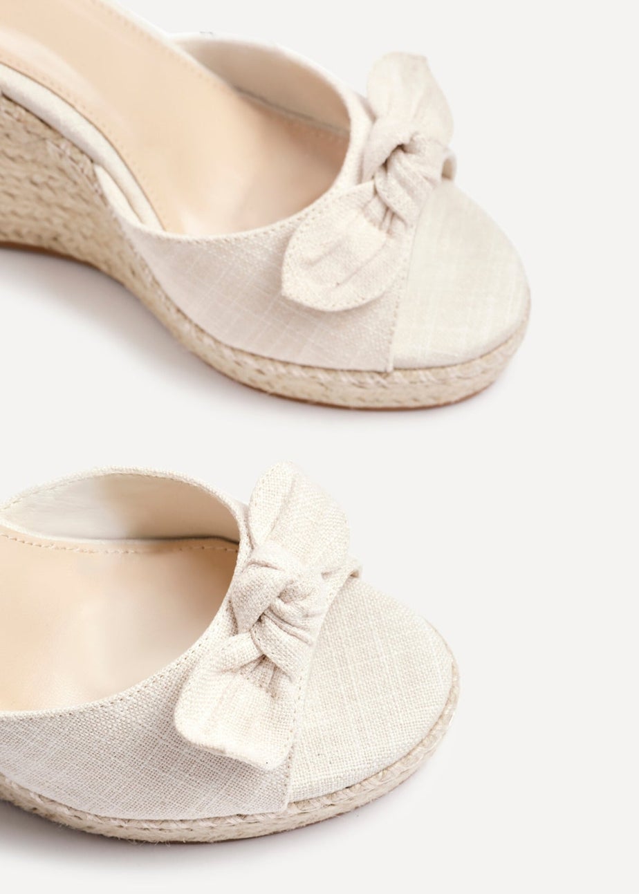 Linzi Portofino Beige Canvas Espadrille Wedge