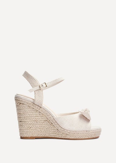 Linzi Portofino Beige Canvas Espadrille Wedge