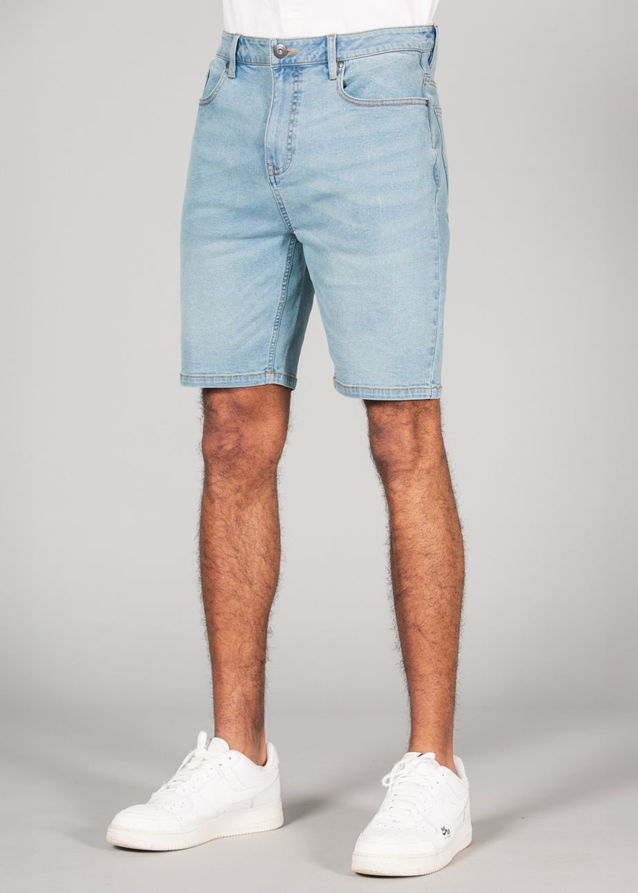 Tokyo Laundry Light Blue Cotton Blend Regular-Fit Denim Shorts