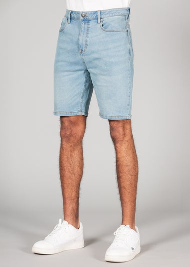 Tokyo Laundry Light Blue Cotton Blend Regular-Fit Denim Shorts