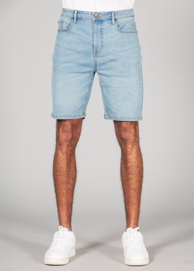 Tokyo Laundry Light Blue Cotton Blend Regular-Fit Denim Shorts