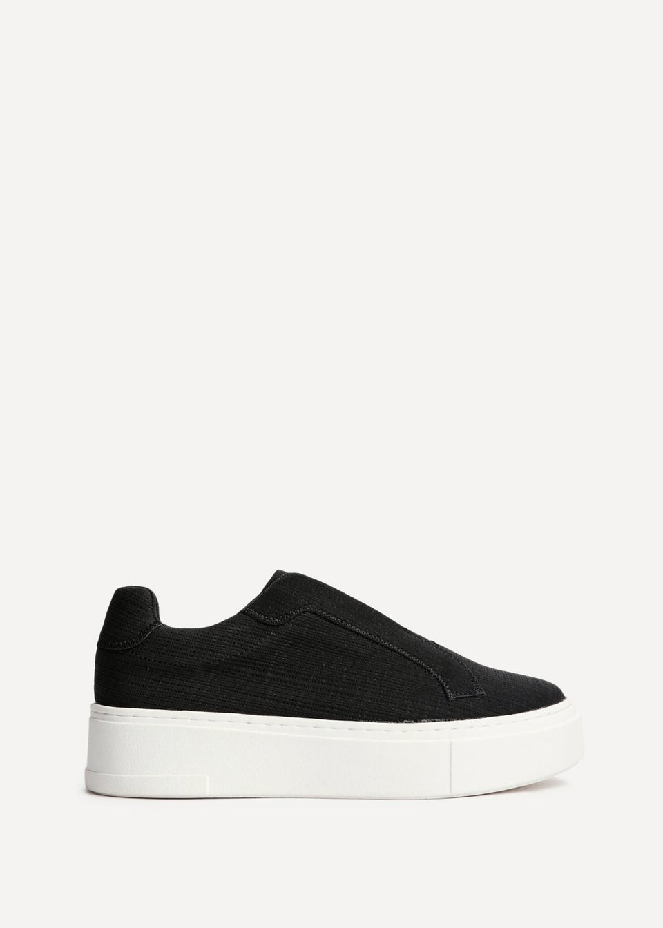 Linzi Henley Black Textured Slip On Platform Trainers
