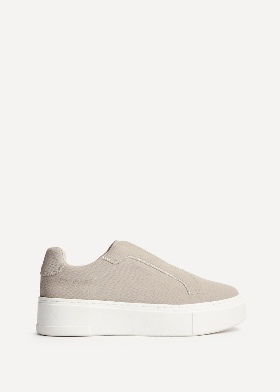 Linzi Henley Taupe Textured Slip On Platform Trainers