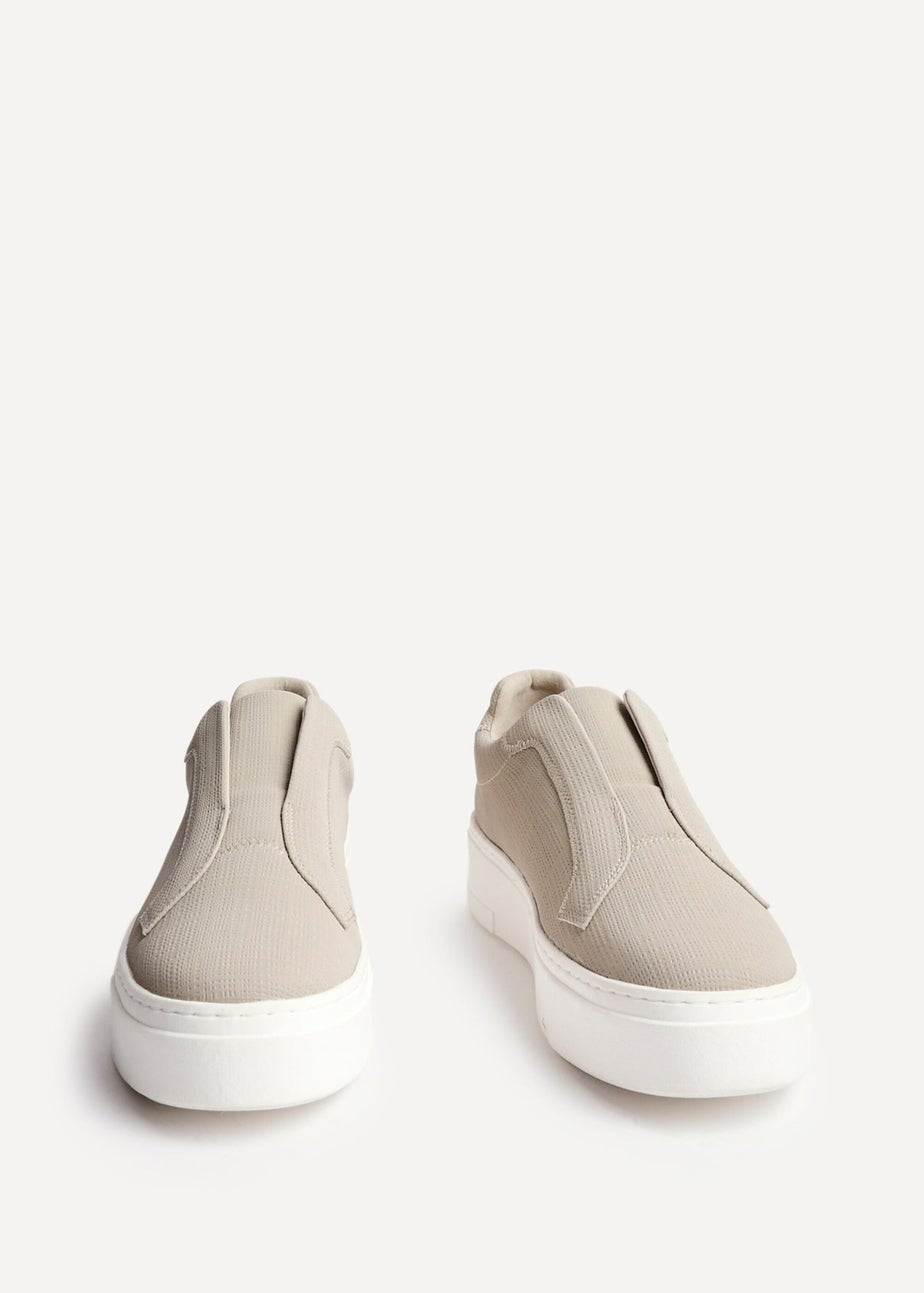 Linzi Henley Taupe Textured Slip On Platform Trainers