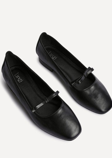 Linzi Cressida Black Faux Leather Ballet Pump