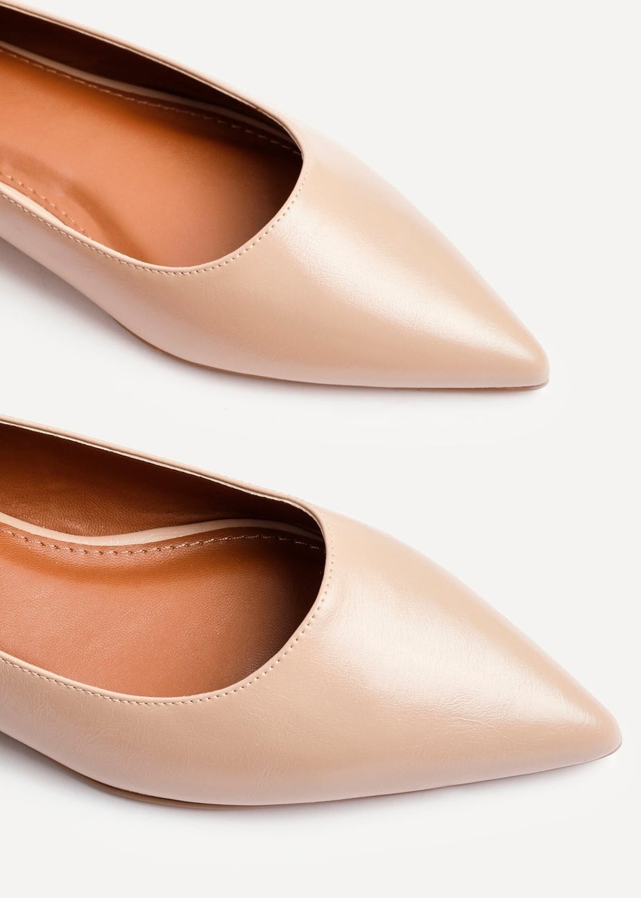 Linzi Orian Sand Faux Leather Pointed Toe Ballet Flats