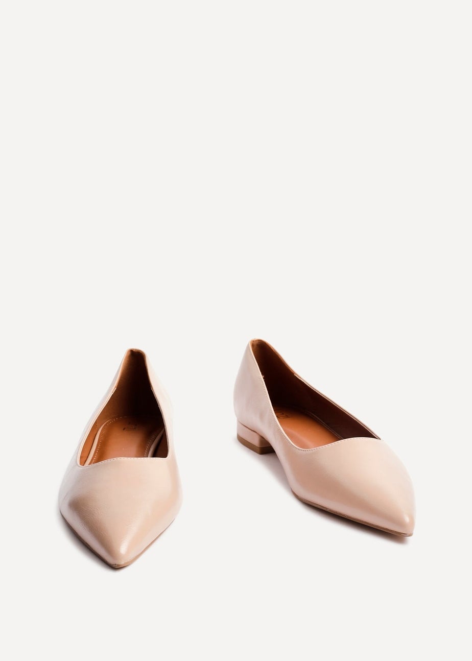 Linzi Orian Sand Faux Leather Pointed Toe Ballet Flats