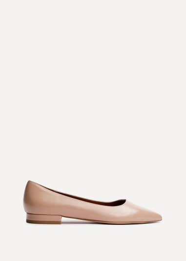 Linzi Orian Sand Faux Leather Pointed Toe Ballet Flats