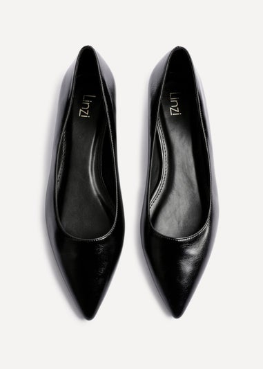 Linzi Orian Black Faux Leather Pointed Toe Ballet Flats
