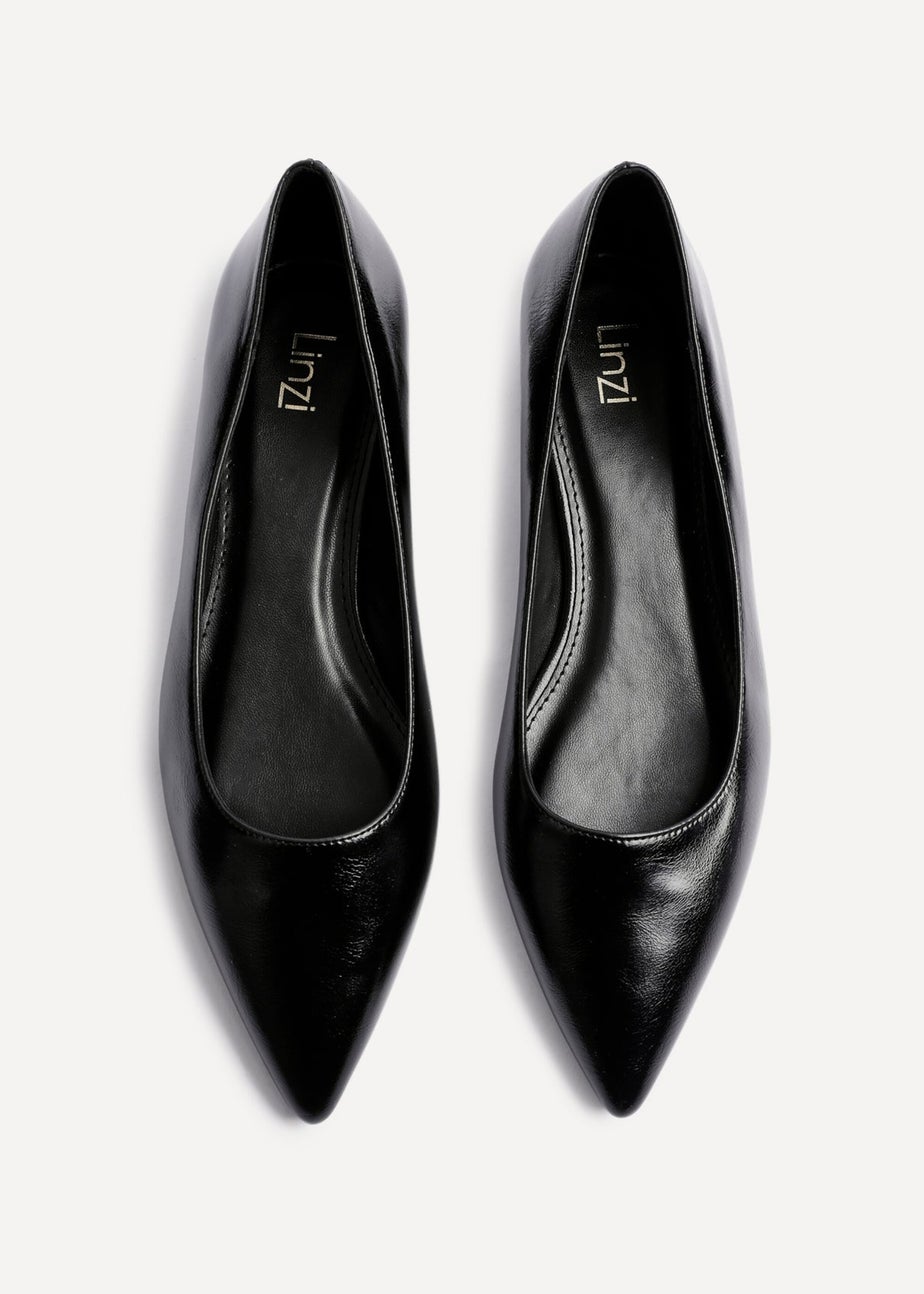 Linzi Orian Black Faux Leather Pointed Toe Ballet Flats