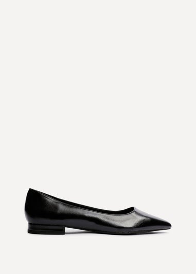 Linzi Orian Black Faux Leather Pointed Toe Ballet Flats