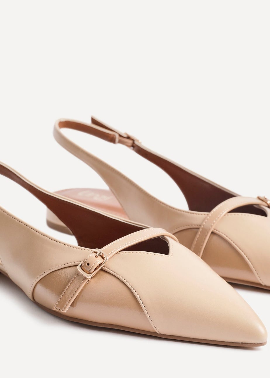 Linzi Prague Nude Faux Leather Pointed Toe Ballet Flat