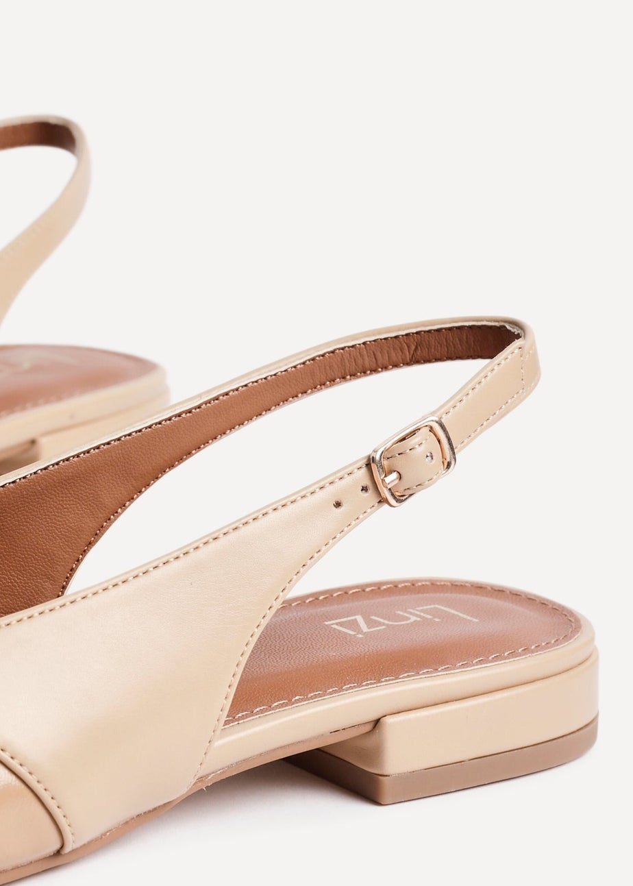 Linzi Prague Nude Faux Leather Pointed Toe Ballet Flat