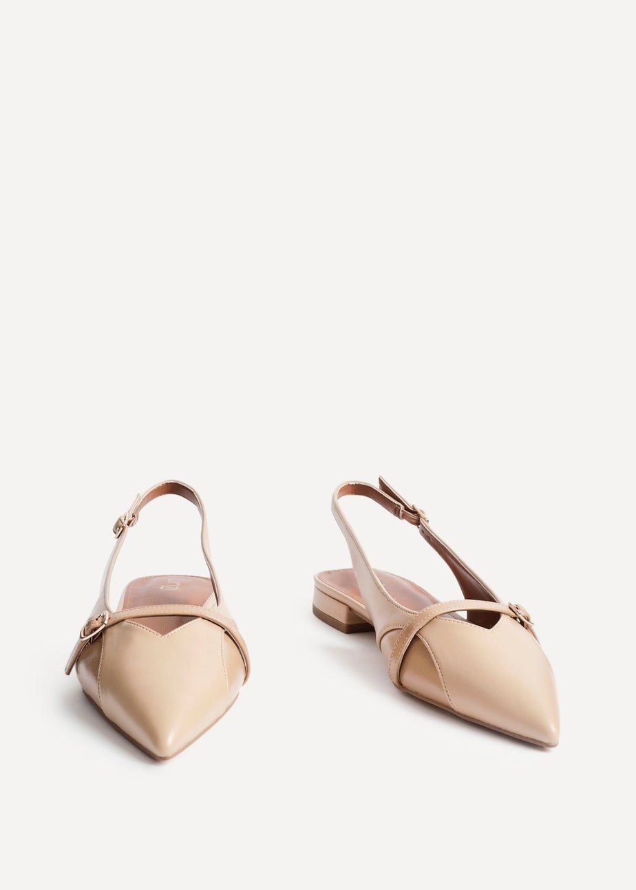 Linzi Prague Nude Faux Leather Pointed Toe Ballet Flat
