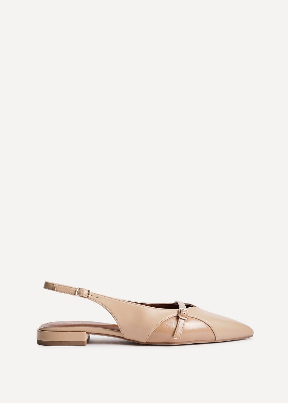 Linzi Prague Nude Faux Leather Pointed Toe Ballet Flat